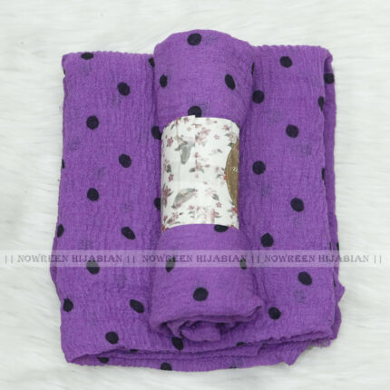 Crincle Cotton Print Hijab N1- Purple