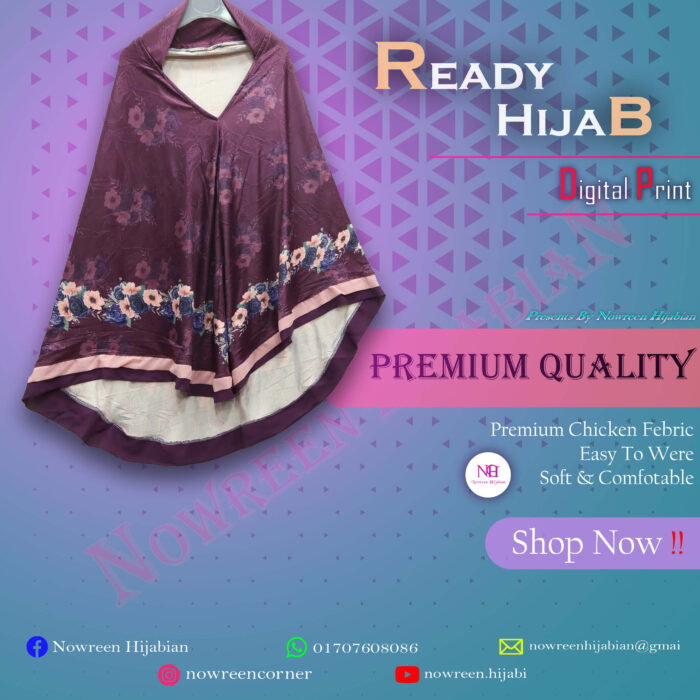 Korian Sttich Print Hijab- Purple