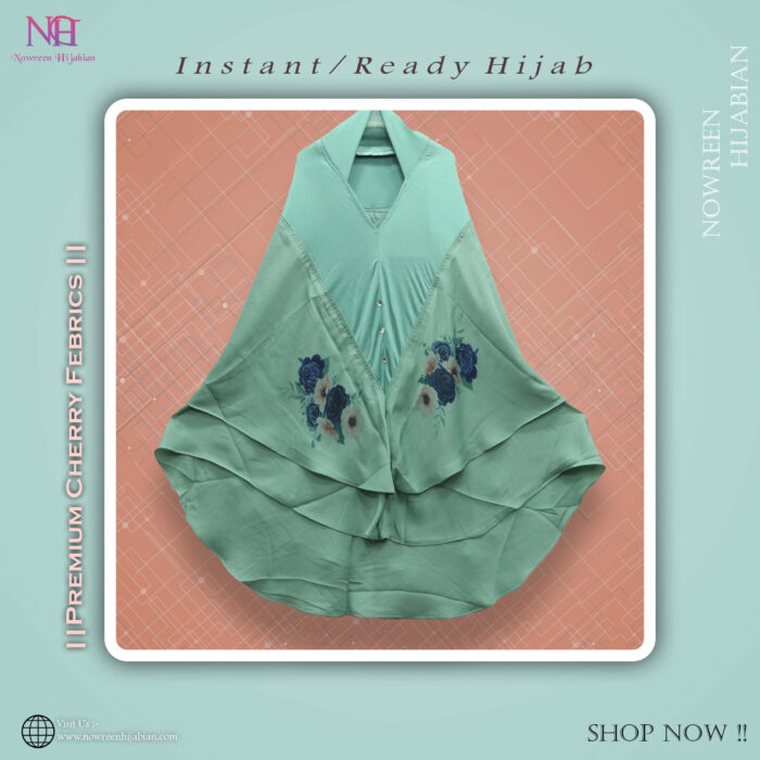 Cherry Digital Print Hijab N1- Light Mint