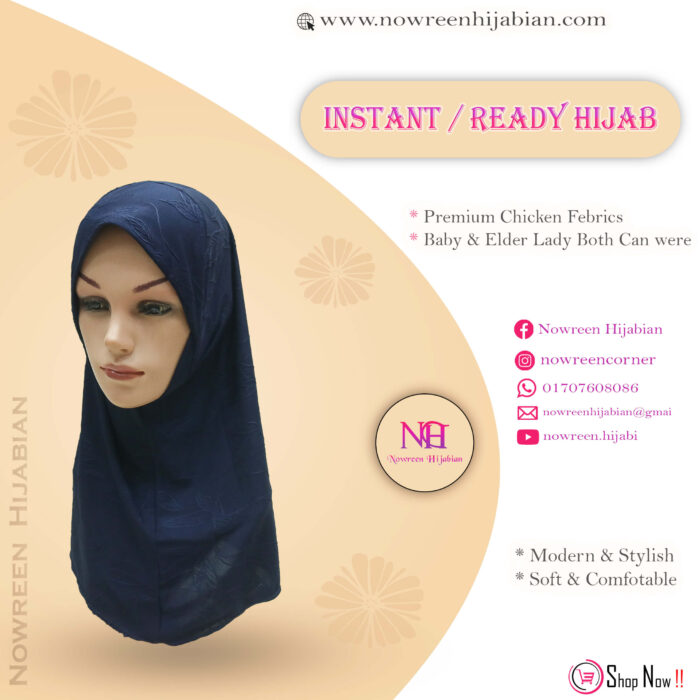 Korian Sttich Print Hijab S- Navy Blue