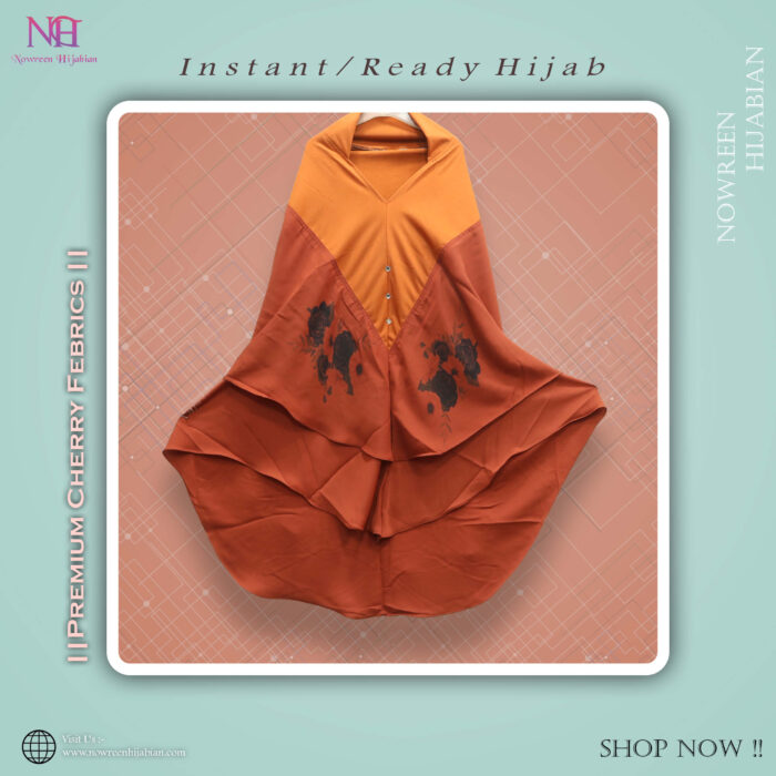 Cherry Digital Print Hijab N1- Orange