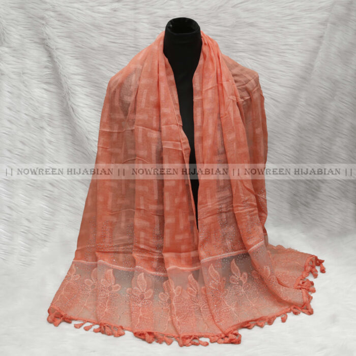 Karchupi Aplik Hijab Cotton- Orange