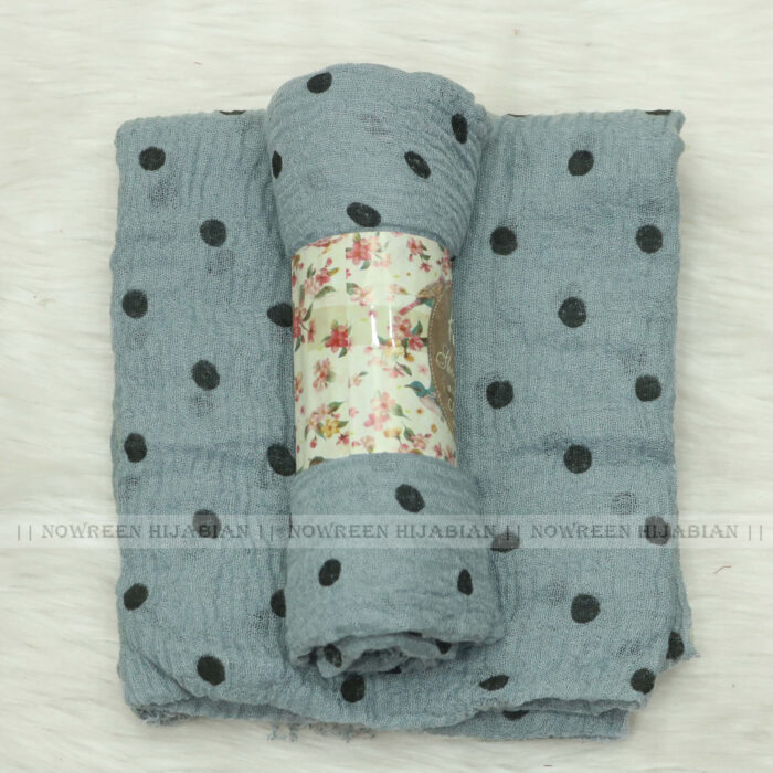 Crincle Cotton Print Hijab N1- Ash