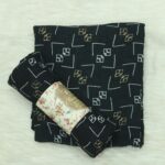 Crincle Cotton Print Hijab N4- Black