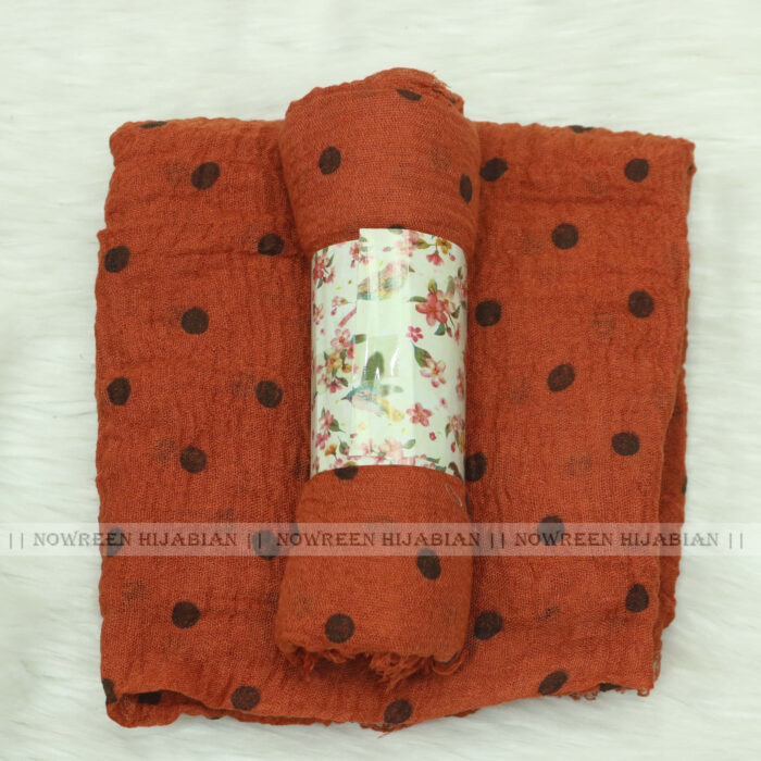 Crincle Cotton Print Hijab N1- Brick