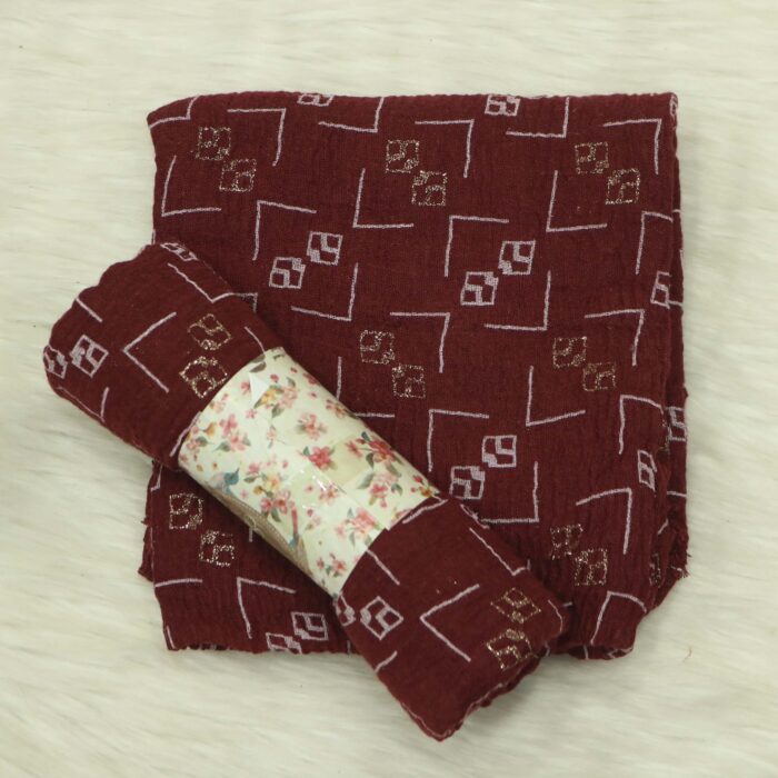 Crincle Cotton Print Hijab N4- Chocolate