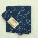 Crincle Cotton Print Hijab N4- Dark Blue Grey