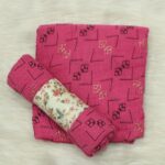 Crincle Cotton Print Hijab N4- Dark Pink