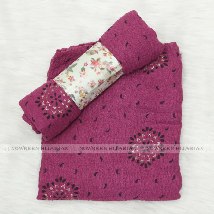 Crincle Cotton Print N3- Deep Onion