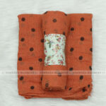 Crincle Cotton Print Hijab N1- Deep Orange