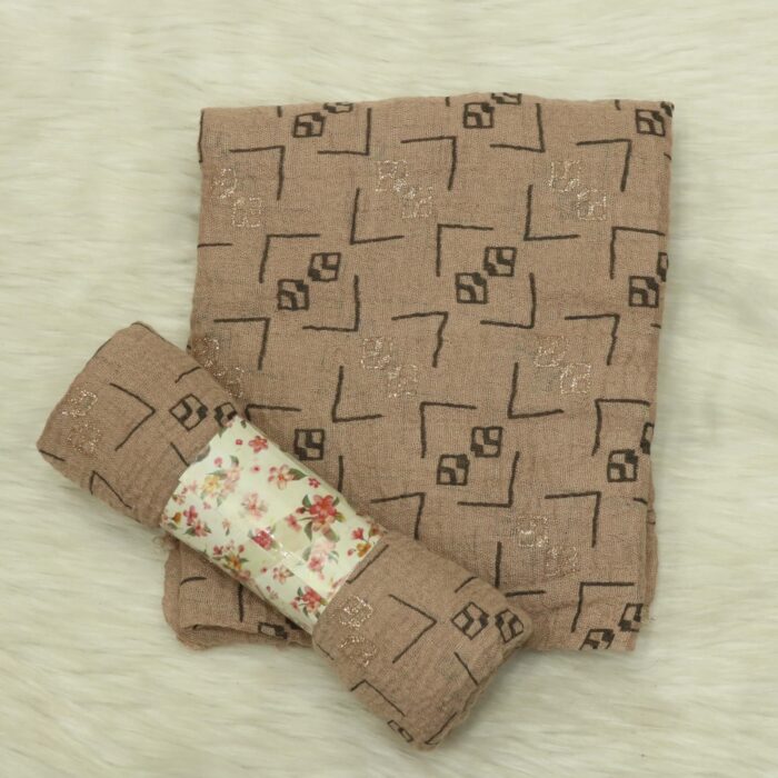 Crincle Cotton Print Hijab N4- Donkey Brown