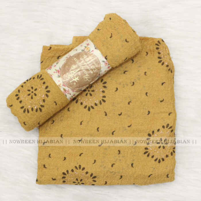 Crincle Cotton Print N3- Golden