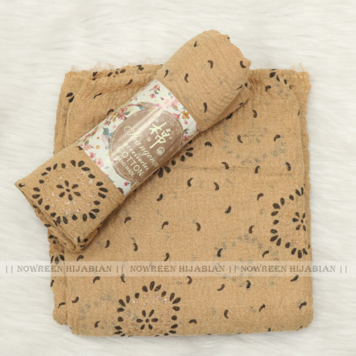 Crincle Cotton Print N3- Light Golden