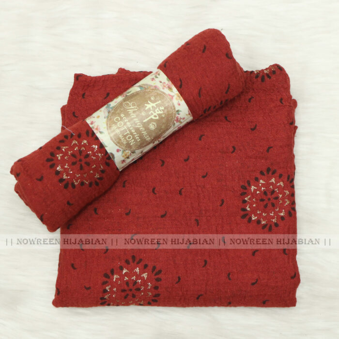 Crincle Cotton Print N3- Maroon