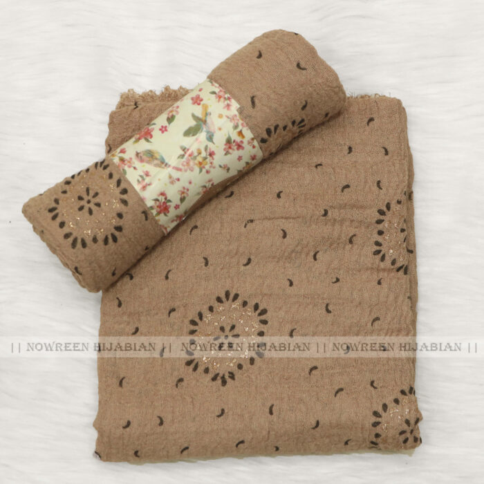 Crincle Cotton Print N3- Medium Wood