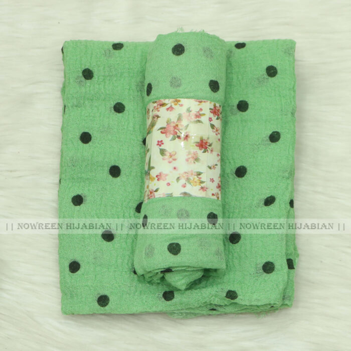 Crincle Cotton Print Hijab N1- Mint