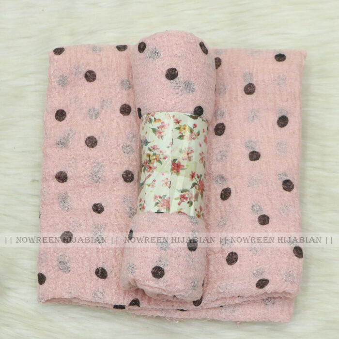 Crincle Cotton Print Hijab N1- Nude Pink