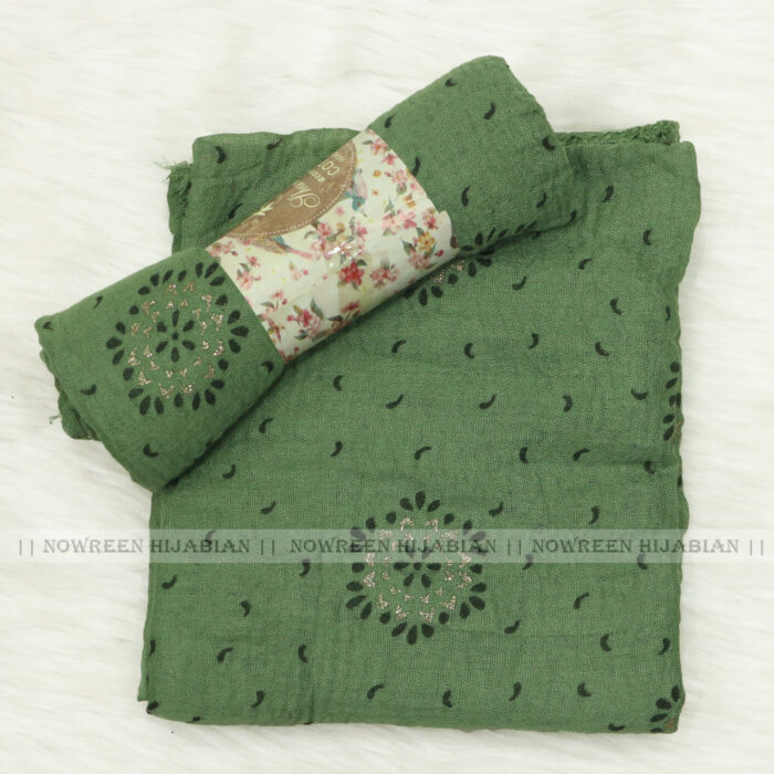 Crincle Cotton Print N3- Olive