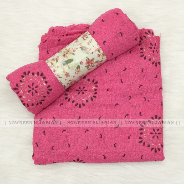 Crincle Cotton Print N3- Pink