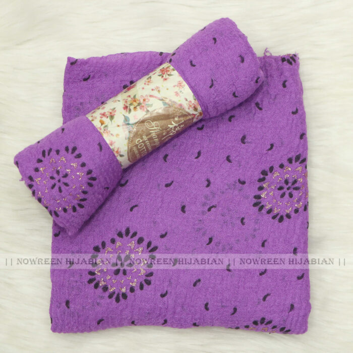 Crincle Cotton Print N3- Purple