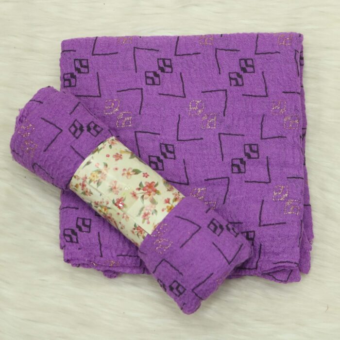 Crincle Cotton Print Hijab N4- Soft Purple