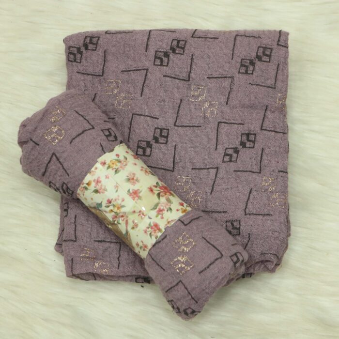 Crincle Cotton Print Hijab N4- Spicy Pink