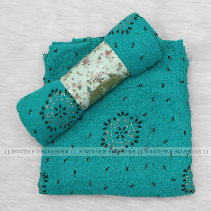 Crincle Cotton Print N3- Teal