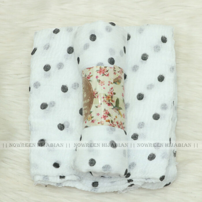 Crincle Cotton Print Hijab N1- White