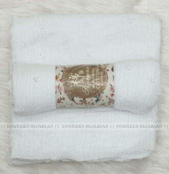 Crincle Cotton Print Hijab N5- White