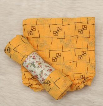 Crincle Cotton Print Hijab N4- Yellow