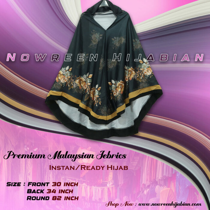 Korian sttich print hijab-Black