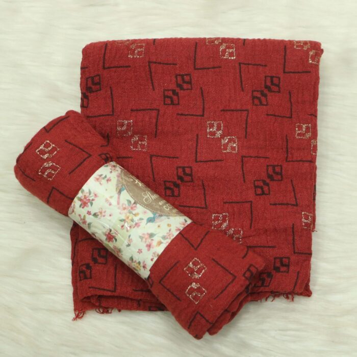 Crincle Cotton Print Hijab N4- Brick